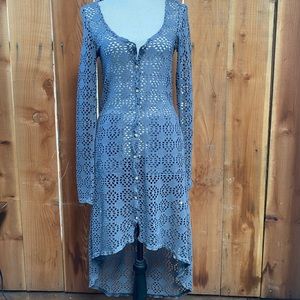 Elegant Gray Crochet Women Sweater